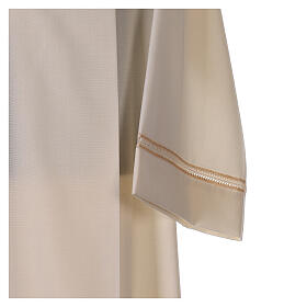 Priest alb 55% wool 45% polyester ivory gigliucci hand embroidery and front zipper