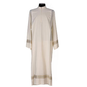 Alb 55% polyester 45% wool, ivory and gold stripes Gamma