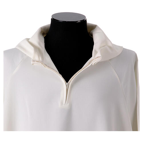 Raglan alb with fake hood and zip fastener, CocoCler, ivory polycotton 4
