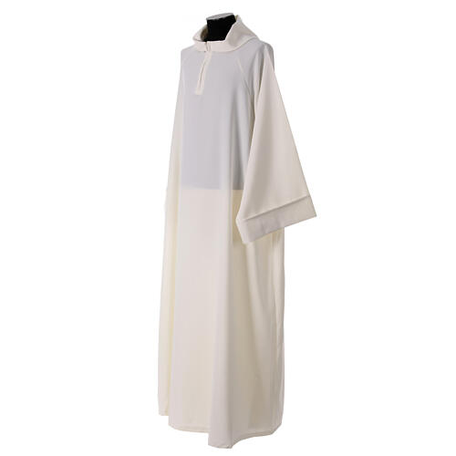 Camice raglan finto cappuccio con zip CocoCler avorio misto cotone 3