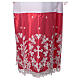 White alb with red satin, cross lace and folds s2