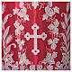 White alb with red satin, cross lace and folds s5