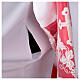 White alb with red satin, cross lace and folds s7