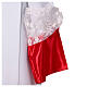 White alb with red satin, cross lace and folds s9