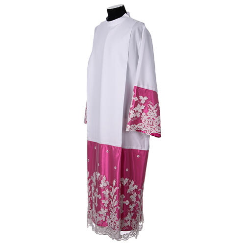 White alb with purple lining, cross lace with folds 3