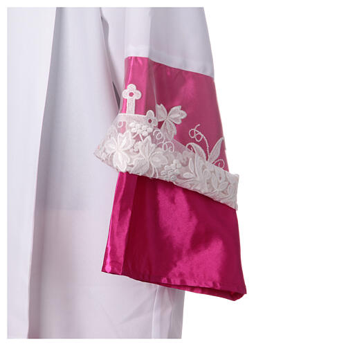 White alb with purple lining, cross lace with folds 6