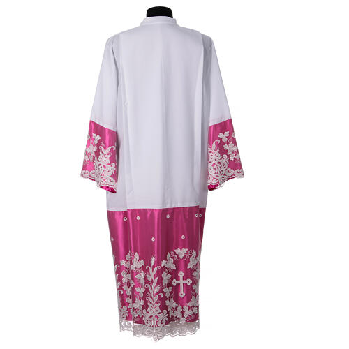 White alb with purple lining, cross lace with folds 10
