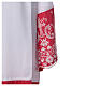 White alb with red satin border and lace, crosses and flowers, lateral pleats s4