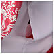 White alb with red satin border and lace, crosses and flowers, lateral pleats s10