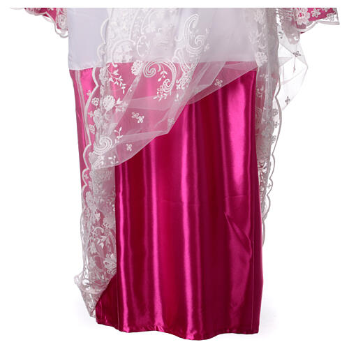 Aube blanche doublure satin lie-de-vin dentelle fleurs polyester 7