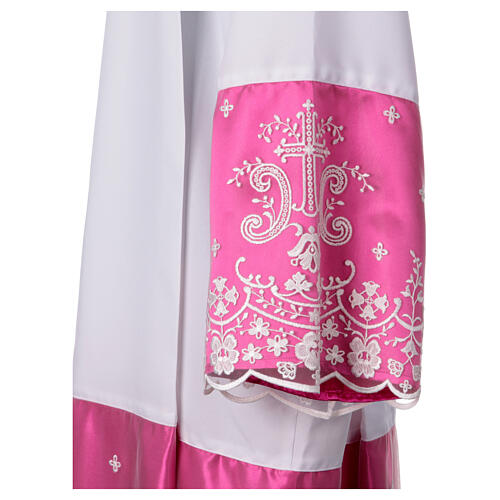Purple white alb with lace crosses and flowers in polyester 5