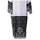 Alb with black satin border and lace, cross and floral pattern, lateral pleats s2
