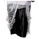 Alb with black satin border and lace, cross and floral pattern, lateral pleats s7