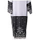 Aube blanche satin noir dentelle fleurs et croix polyester s2