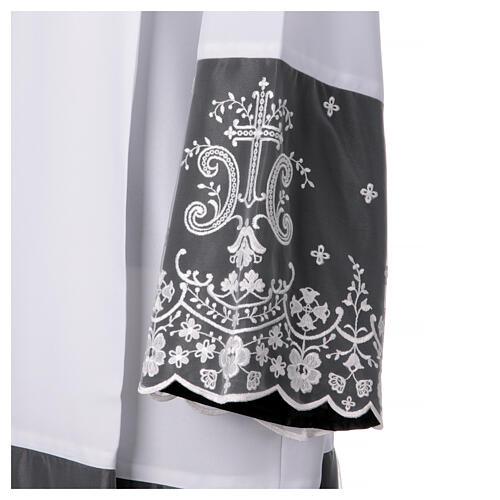 Camice bianco raso nero pizzo fiori croci poliestere 5