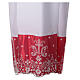 Alb with lace and red satin border, crosses and flowers, lateral pleats s2