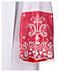 Alb with lace and red satin border, crosses and flowers, lateral pleats s5