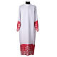 Red satin alb with lace crosses and flowers in white polyester s1