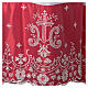 Red satin alb with lace crosses and flowers in white polyester s3