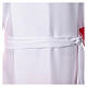 Red satin alb with lace crosses and flowers in white polyester s8