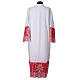 Red satin alb with lace crosses and flowers in white polyester s9