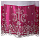 Alb with lace and purple satin border, crosses and flowers, lateral pleats s3