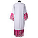 Purple sleeved alb with lace flowers and crosses in white polyester s9