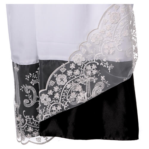 Camice bianco raso nero pizzo fiori h 30 cm 7