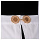 White polycotton alb with lateral pleats, macramé lace and golden clasp s6