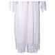 White cotton blend alb with folds and macrame lace and golden hook s7