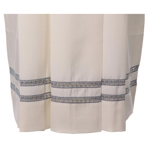 Ivory-coloured surplice with double grey hemstitch and square collar 2