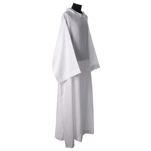 Aube sacerdotal monastique pure lin blanc capuche pointue 6