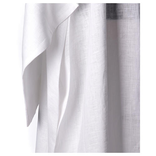 Pure white linen monastic priestly alb with pointed hood 8
