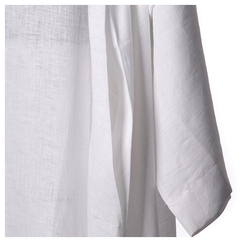 Pure white linen monastic priestly alb with pointed hood 9