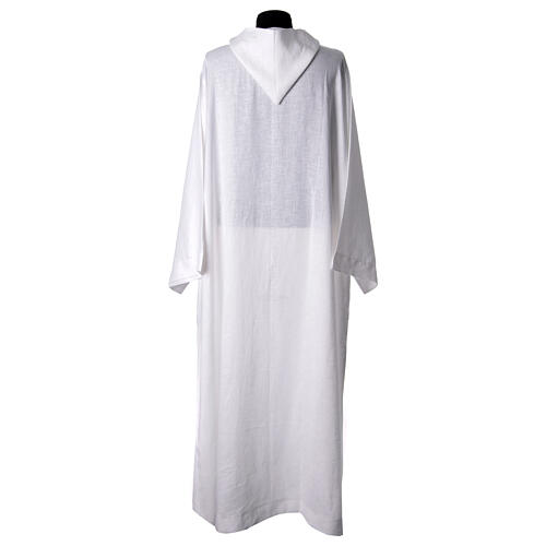 Pure white linen monastic priestly alb with pointed hood 11