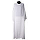 Pure white linen monastic priestly alb with pointed hood s1