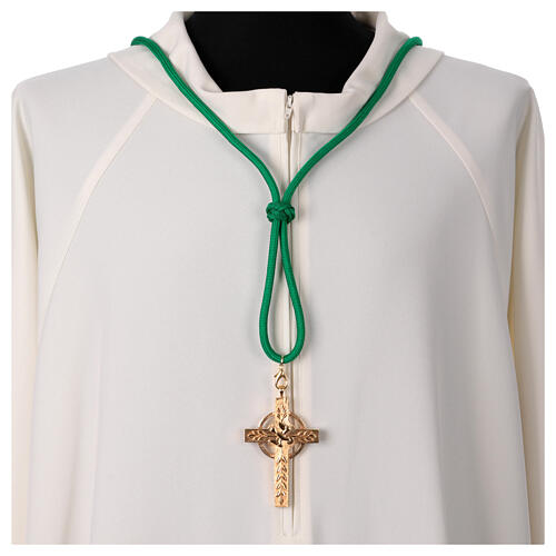 Cordón cruz pectoral episcopal verde menta nudo salomón 2