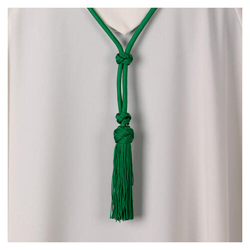 Cordón cruz pectoral episcopal verde menta nudo salomón 3