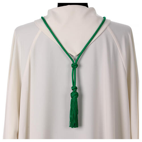 Cordoniera croce pettorale vescovile verde menta nodo salomone 4