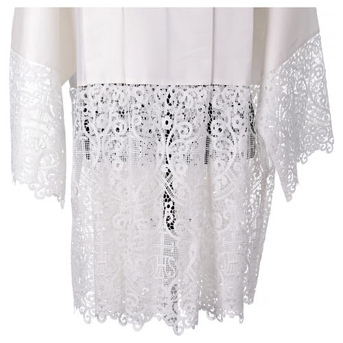 White surplice with macramé lace, IHS pattern, cotton and silk 3