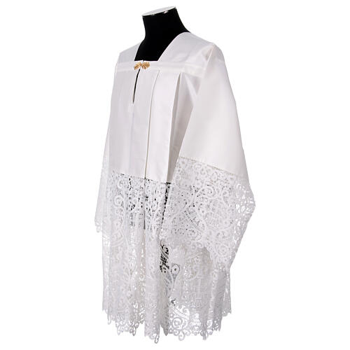 White surplice with macramé lace, IHS pattern, cotton and silk 4