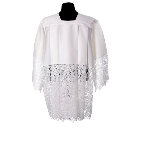 White surplice with macramé lace, IHS pattern, cotton and silk 7
