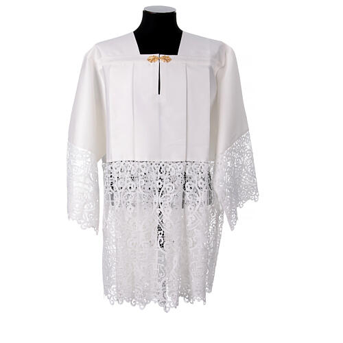 White surplice top with macramé lace IHS cotton/silk 1