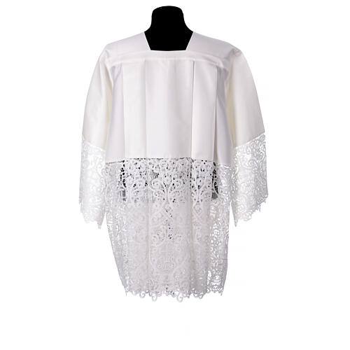 White surplice top with macramé lace IHS cotton/silk 7