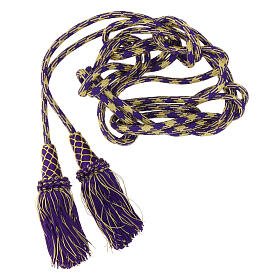 Purple and gold priest cincture with chainette fringe