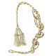White and gold priest cincture with chainette fringe s5