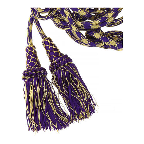 Priest cincture with chainette fringe, purple and gold, XL model 3