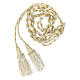 Priest cincture with chainette fringe, white and gold, XL model s2