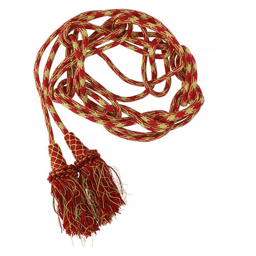 Priest cincture with chainette fringe, red and gold, XL model 2