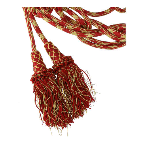 Priest cincture with chainette fringe, red and gold, XL model 4